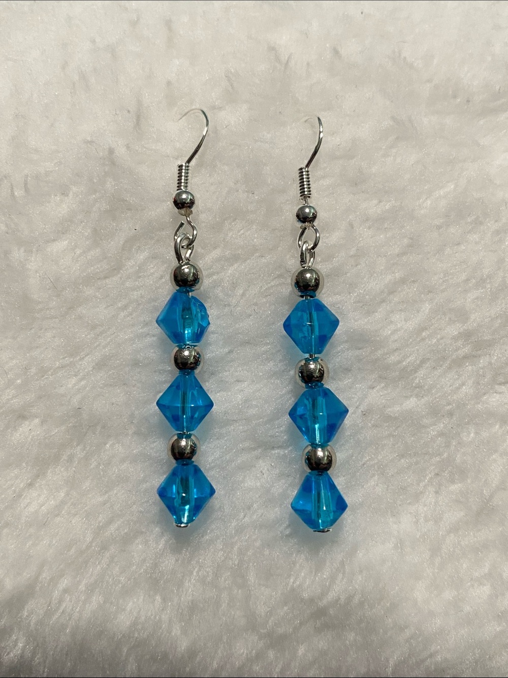 Good Vibes Only Light blue and silver beaded earrings!
